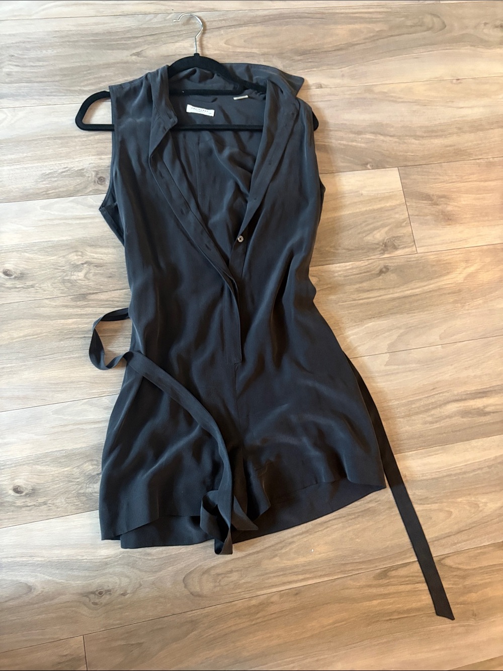 Sleeveless Black Wrap Romper with belt